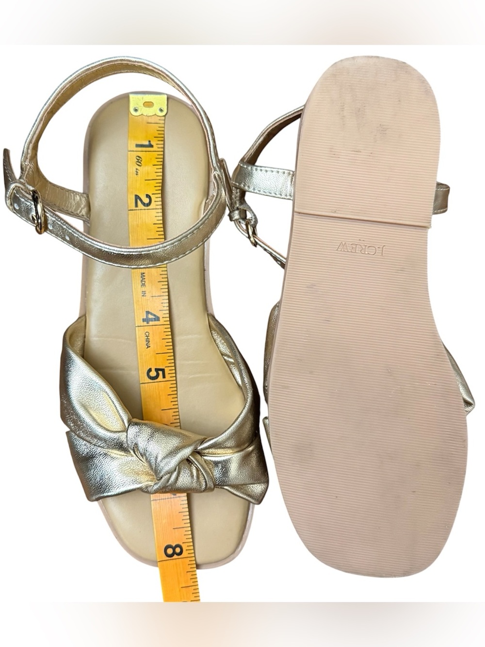 J.Crew Sandals Girls Size 2 Gold Knot Bow Metallic Dressy Summer Shoes - Picture 9 of 9